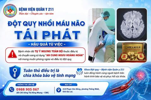Đột quỵ nhồi máu não tái phát - hậu quả từ việc không tuân thủ điều trị dự phòng ( BN tự ý ngưng toàn bộ thuốc điều trị)